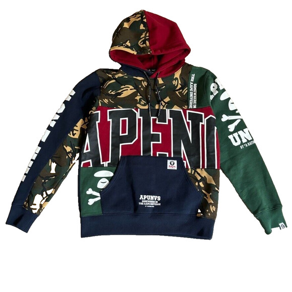 Bape Other - AAPE BY A BATHING APE Multi-Panel Design Hoodie Green Blue Camo Mens Size M